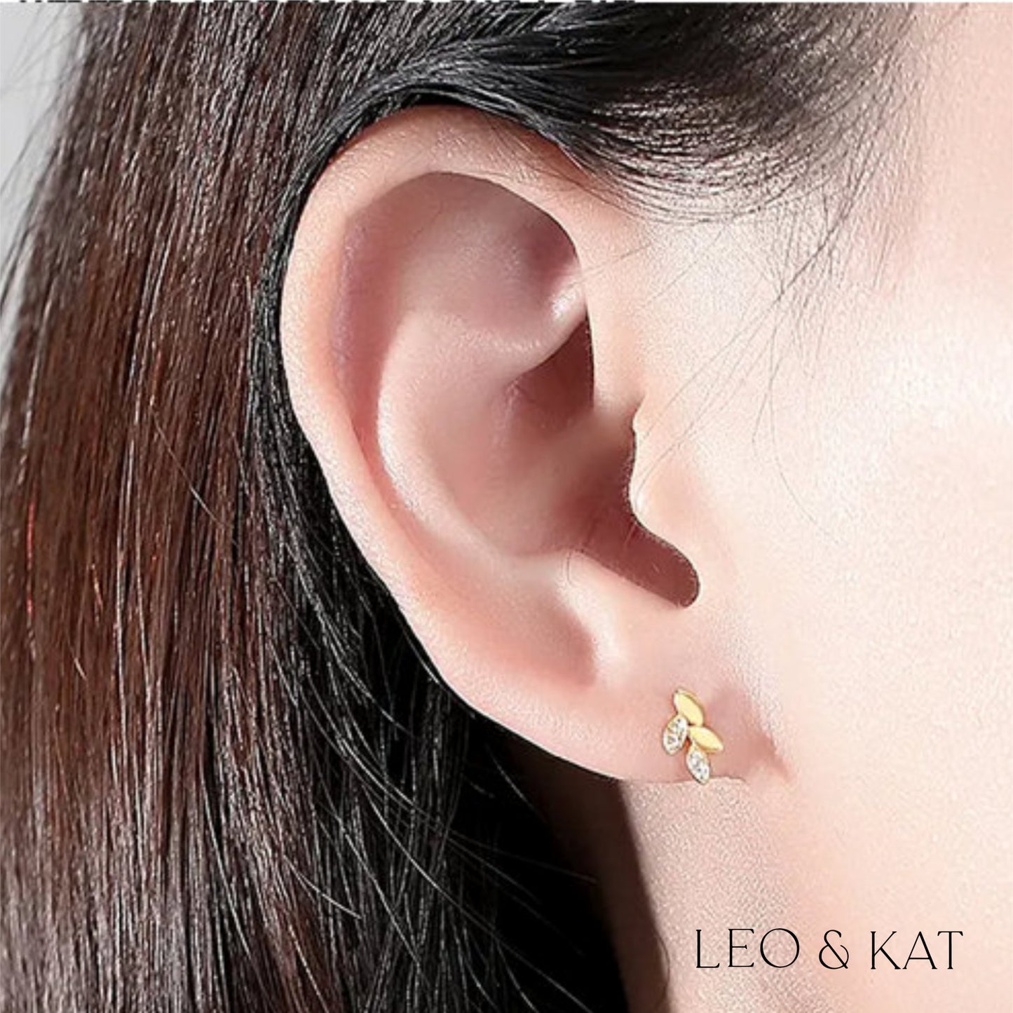 Pave Leaf Stud Earrings