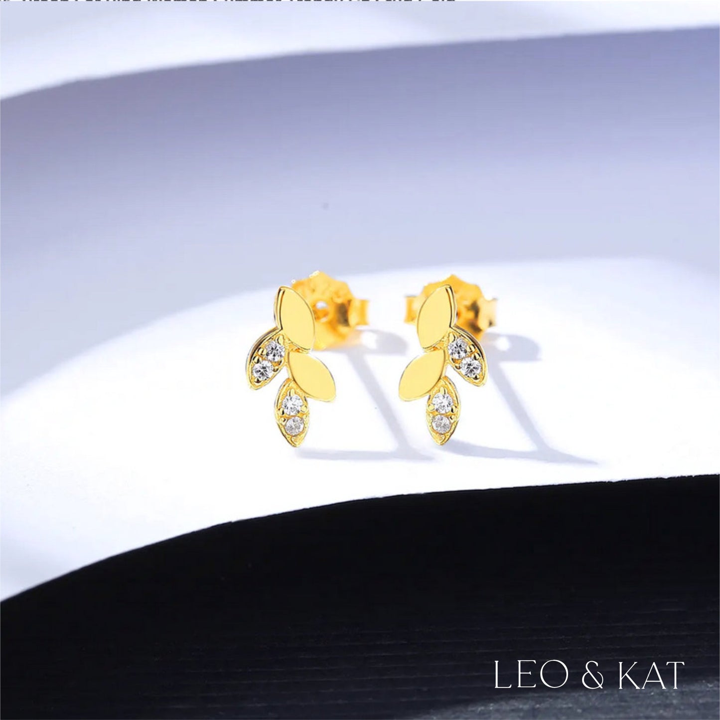 Pave Leaf Stud Earrings