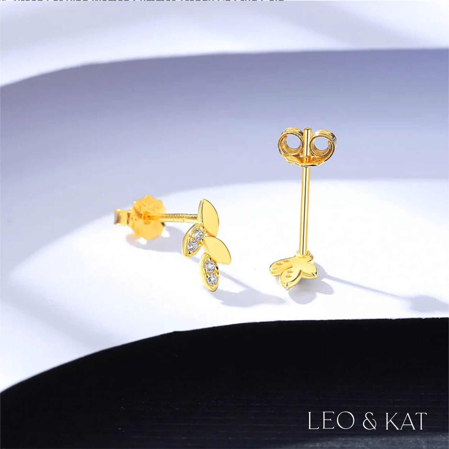 Pave Leaf Stud Earrings