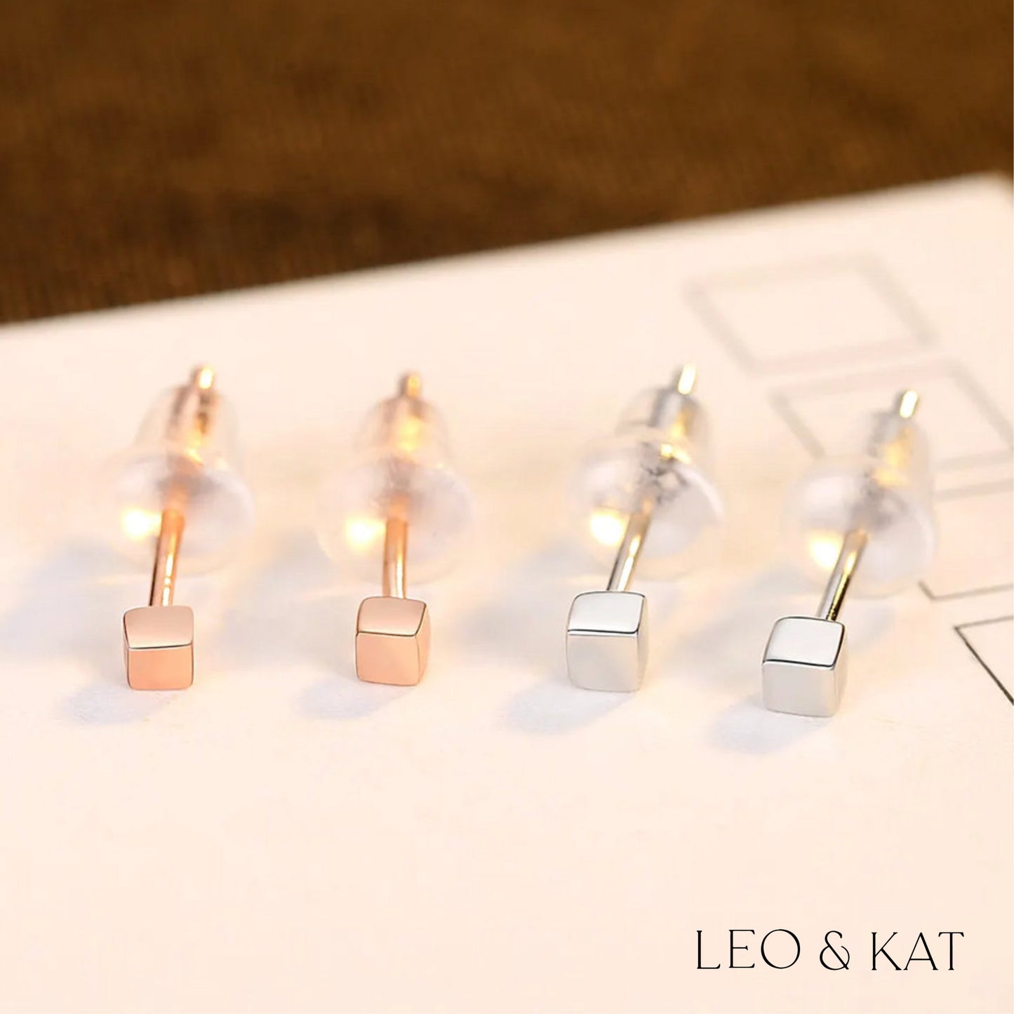 Dainty Cube Stud Earrings