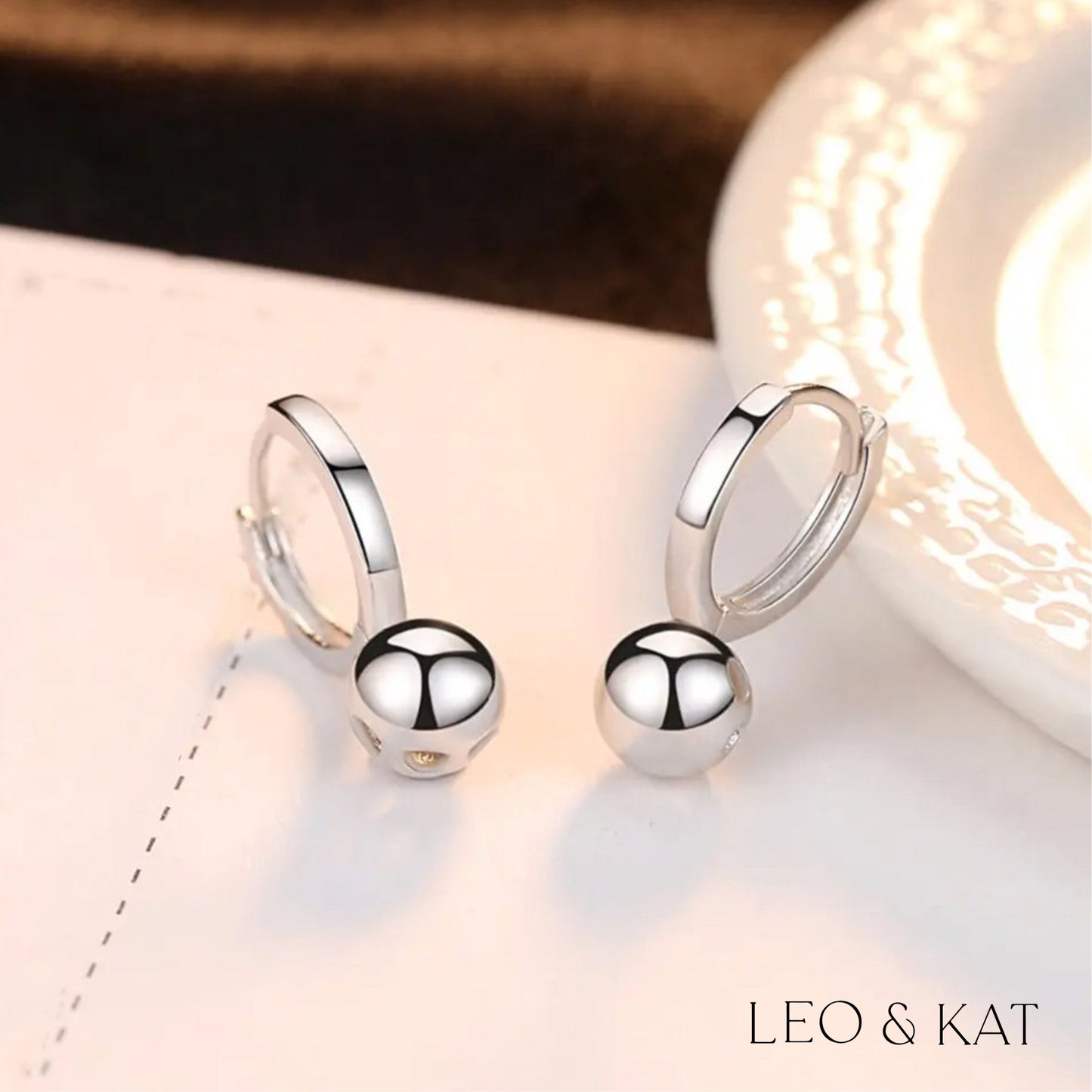 Silver Ball Huggie Earrings