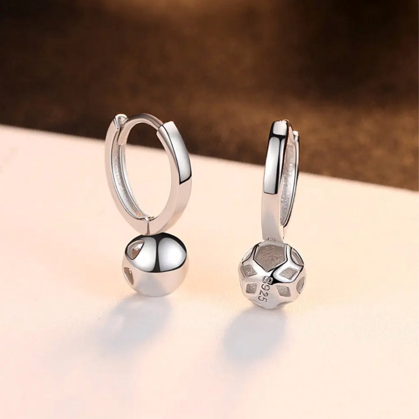 Silver Ball Huggie Earrings