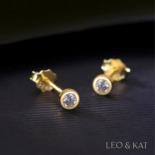 Dainty Gold Zircon Stud Earrings