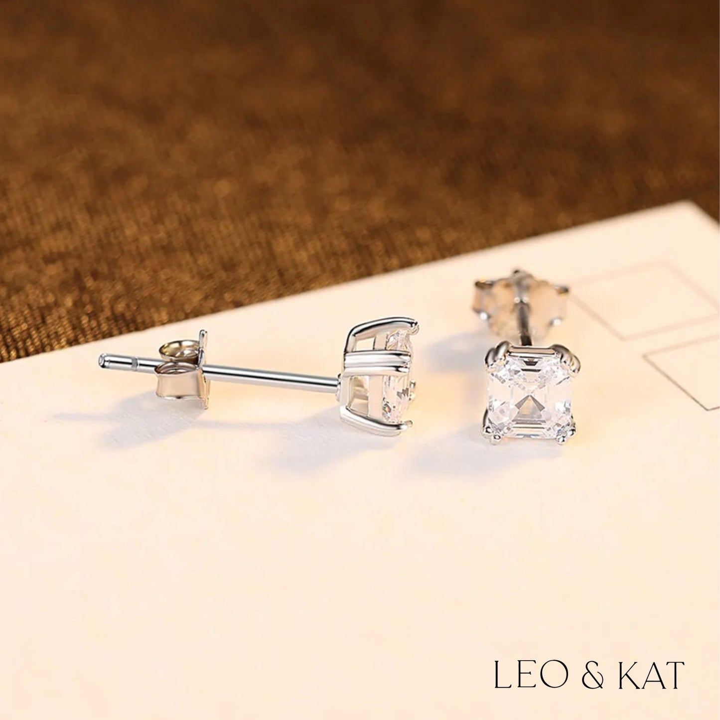 Silver Princess Cut Zircon Stud Earrings