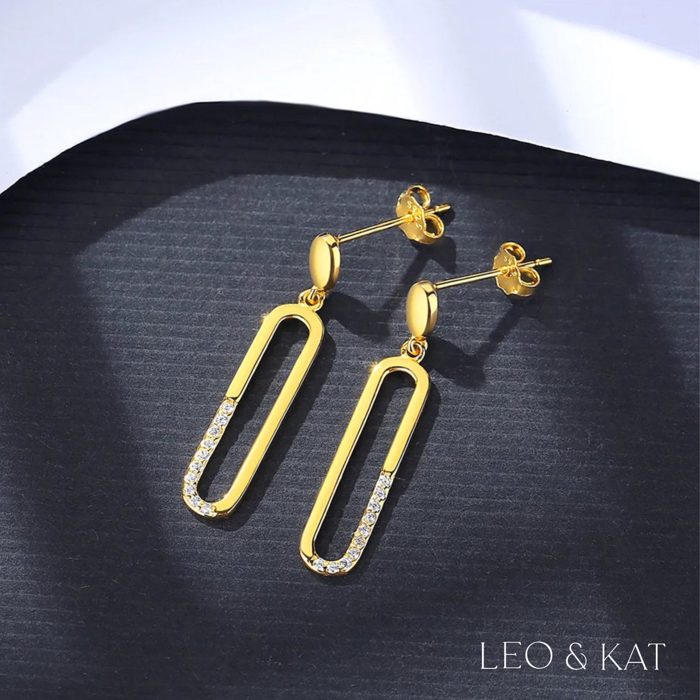 Gold Pave Dangle Earrings