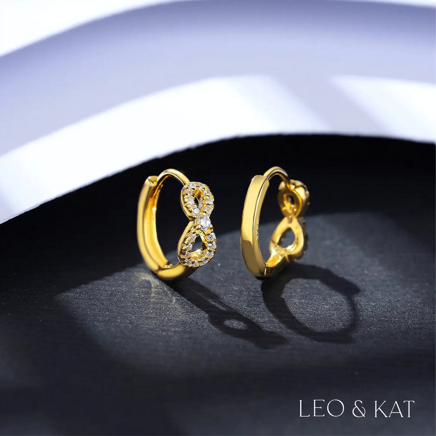 Infinity Gold Pave Huggie Earrings