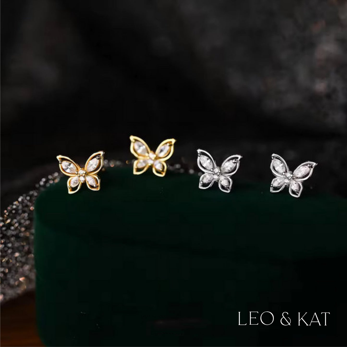 Zircon Butterfly Stud Earrings