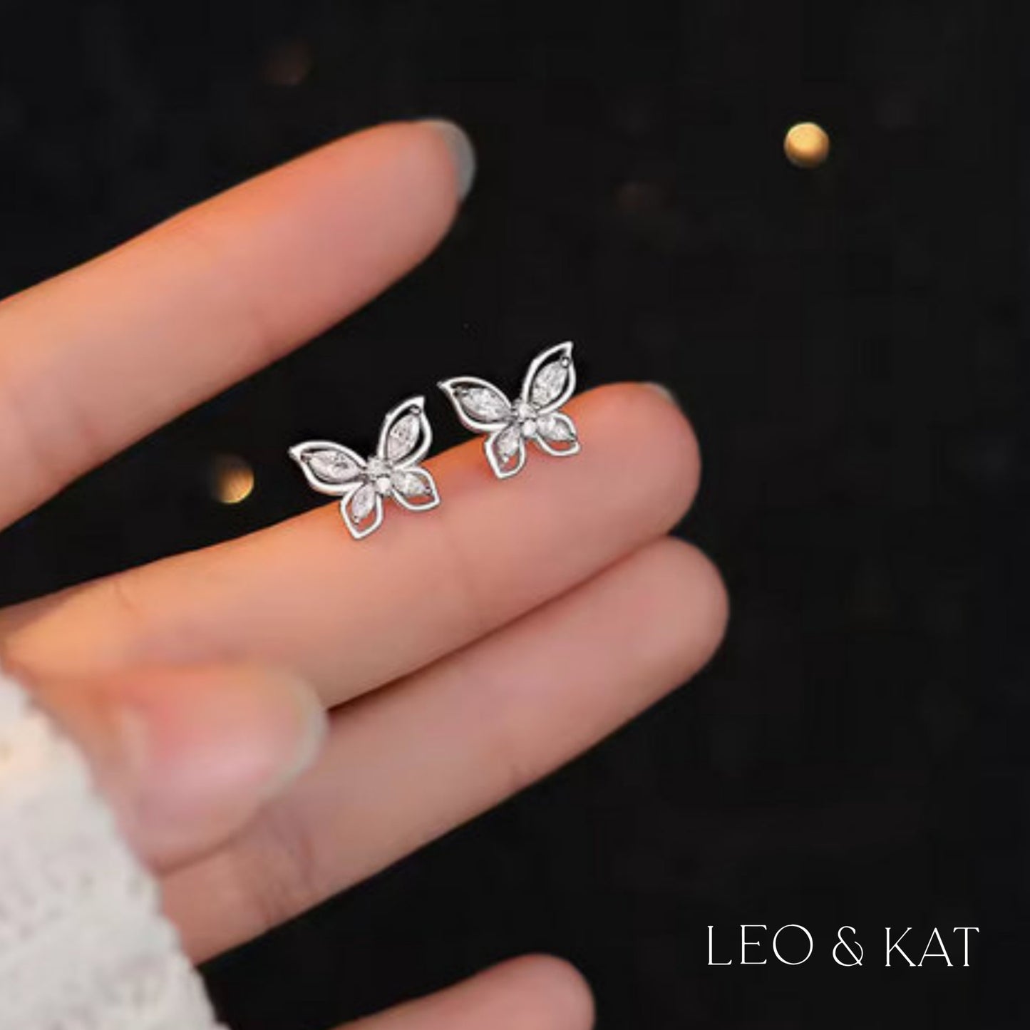 Zircon Butterfly Stud Earrings