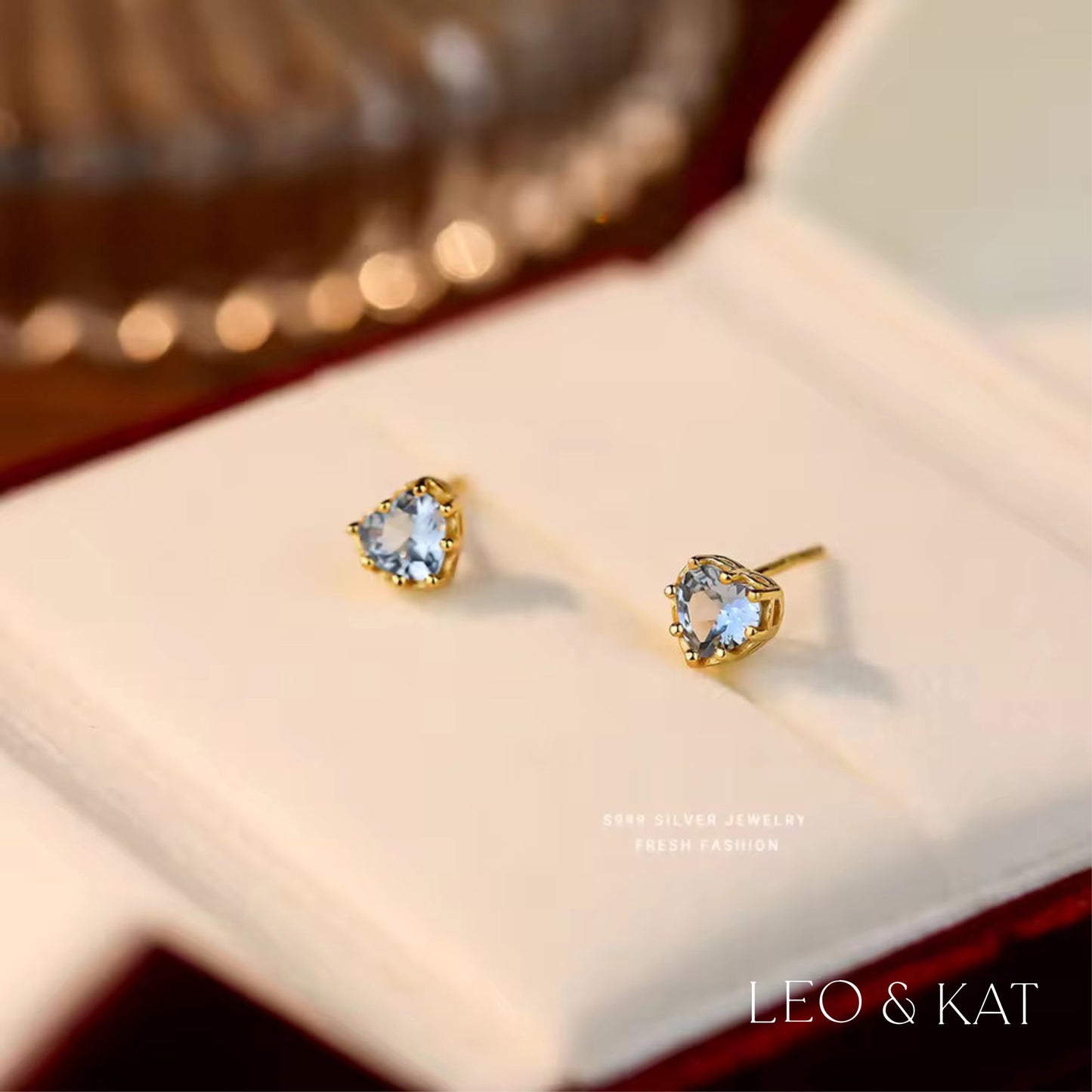 Zircon Heart Gold Stud Earring