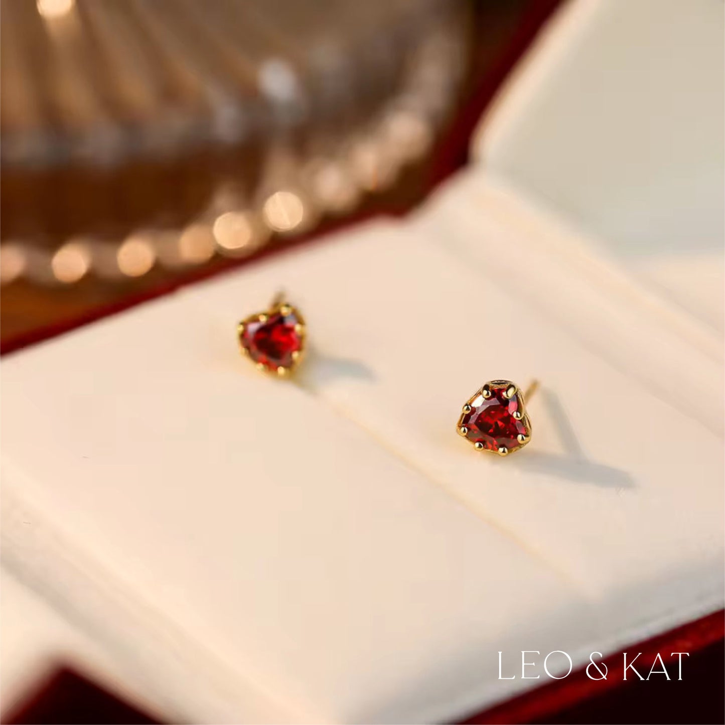 Zircon Heart Gold Stud Earring