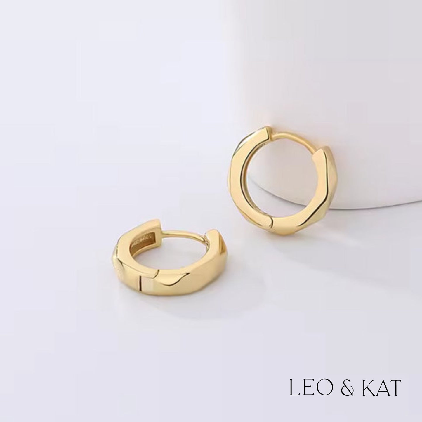 Diamond Cut Gold Chunky Huggie Earrings