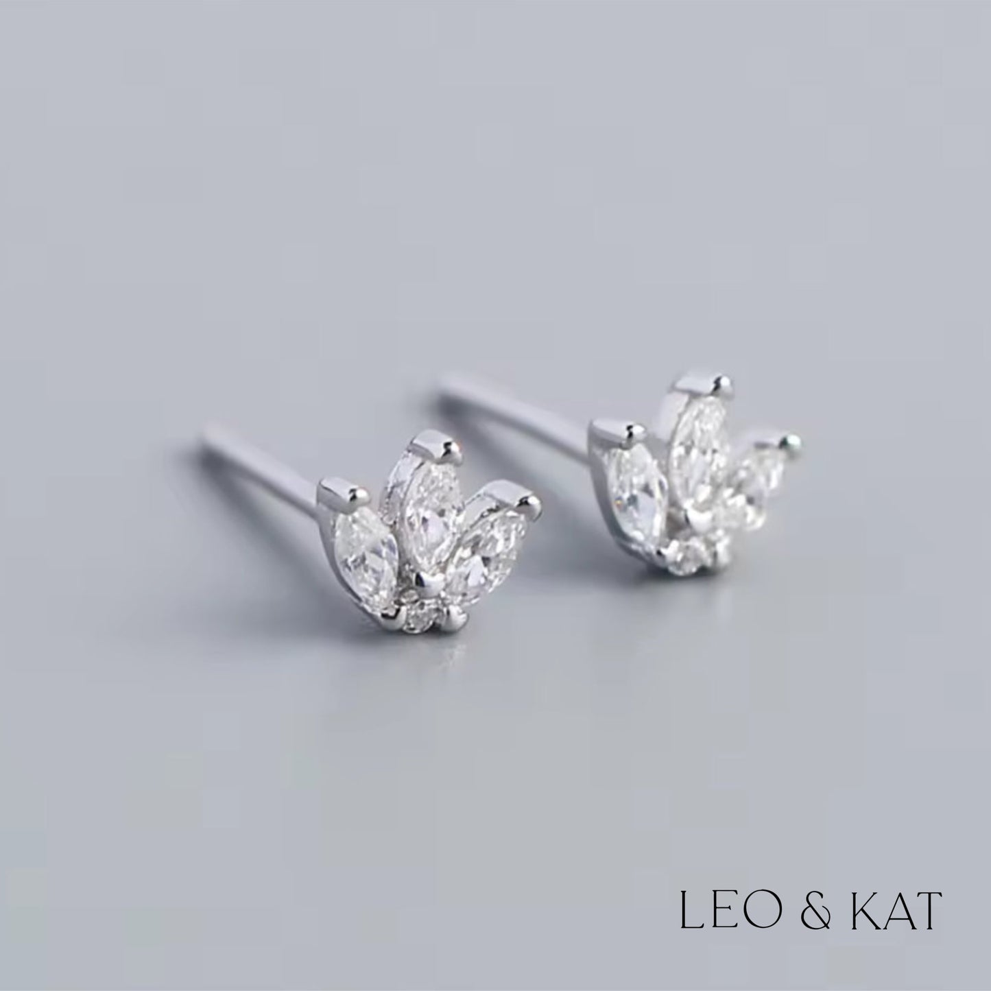 Tri Marquise Zircon Stud Earrings