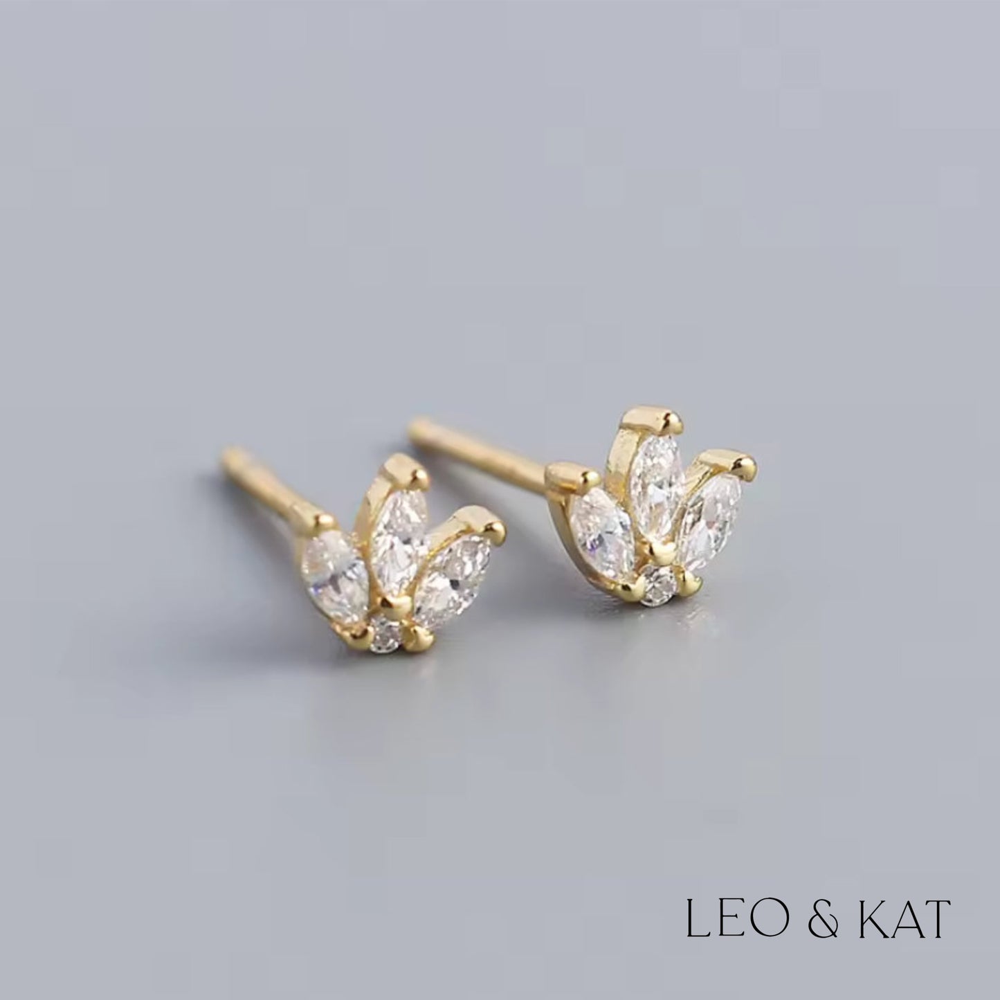 Tri Marquise Zircon Stud Earrings