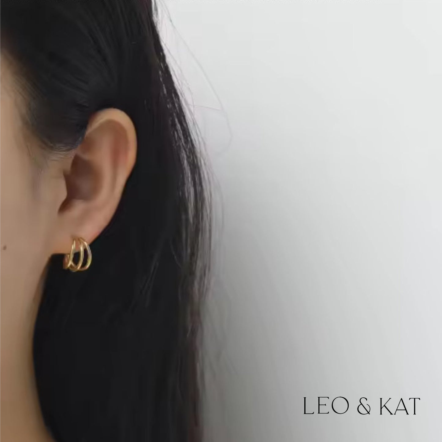 Triple Loop Gold Earrings