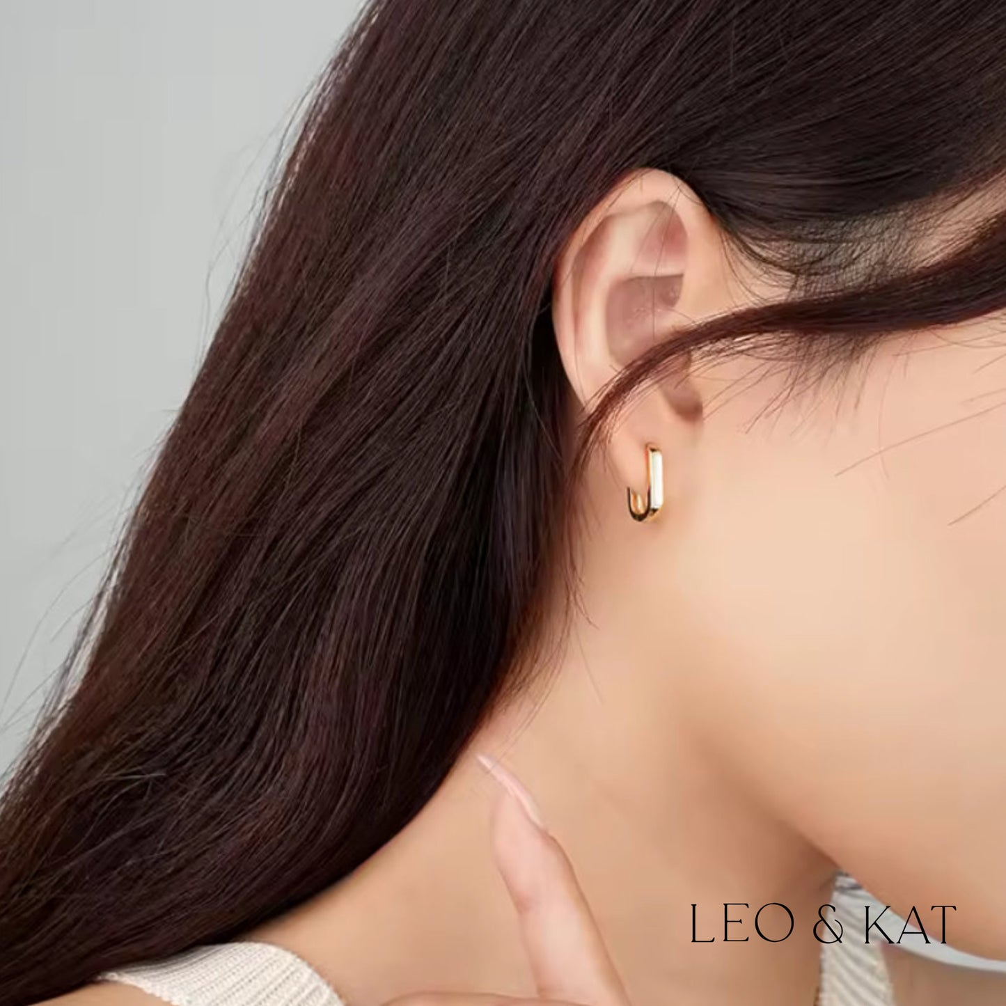 Shell Inlay Gold Huggie Earrings