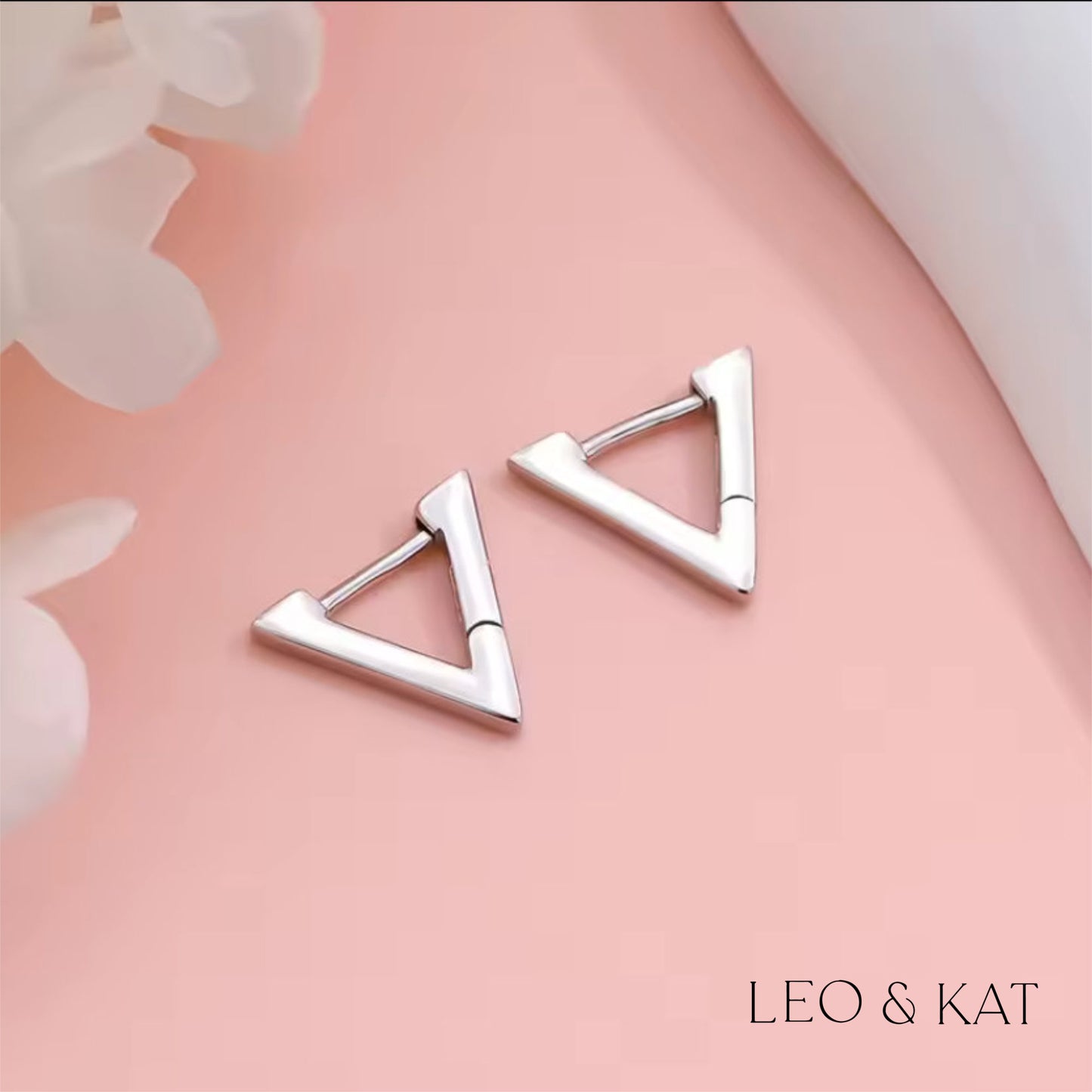 Silver Triangle Huggie Earrings