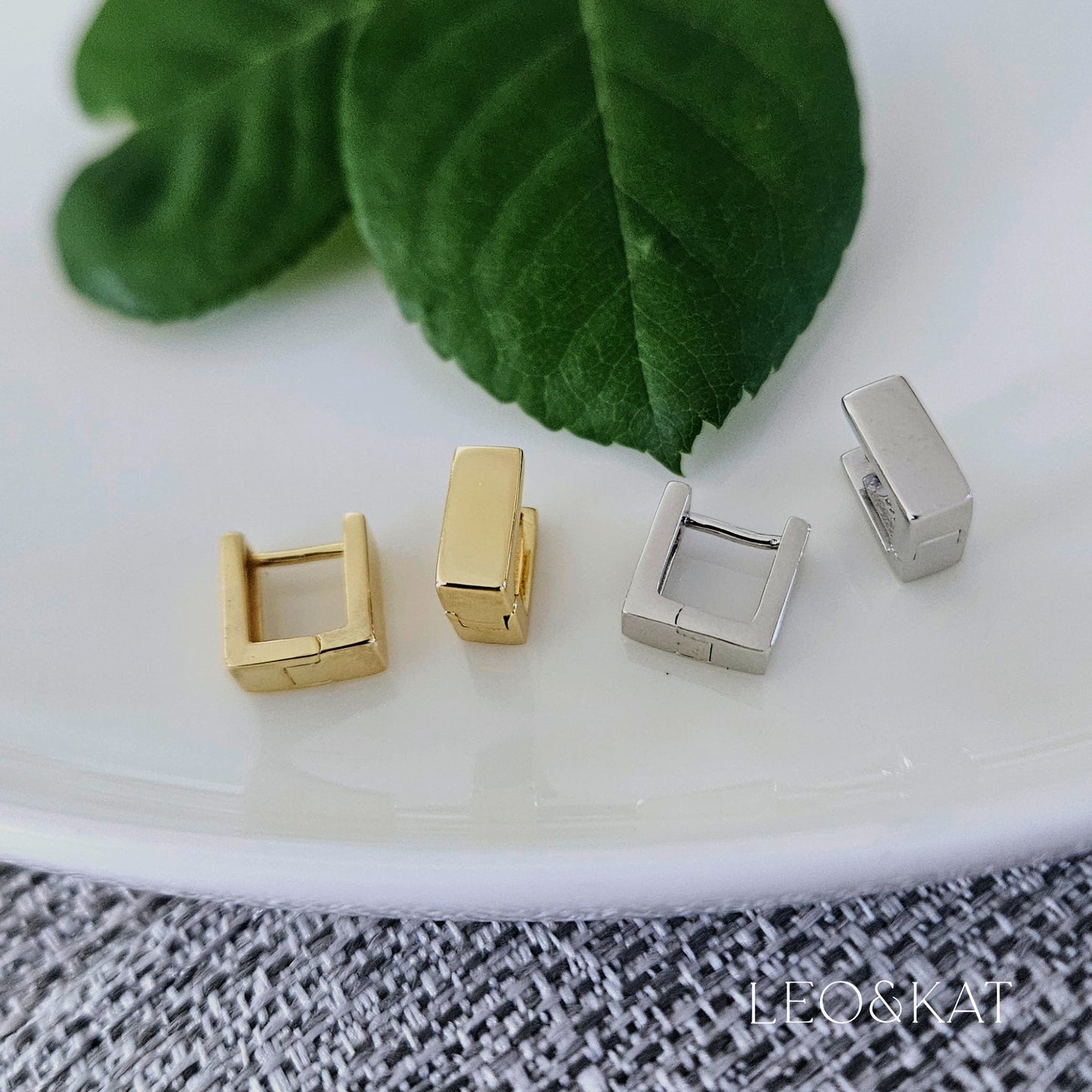 Chunky Square Huggie Earrings