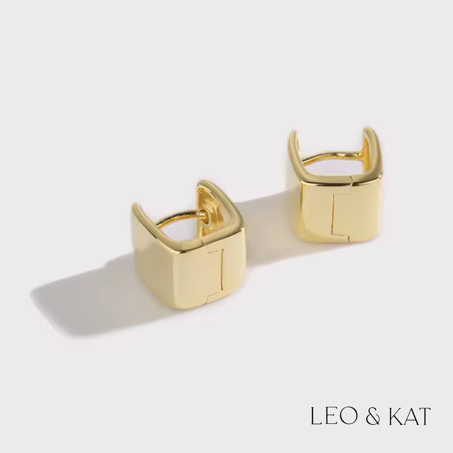 Extra Chunky Square Huggie Earrings in Gold and Silver (Small)