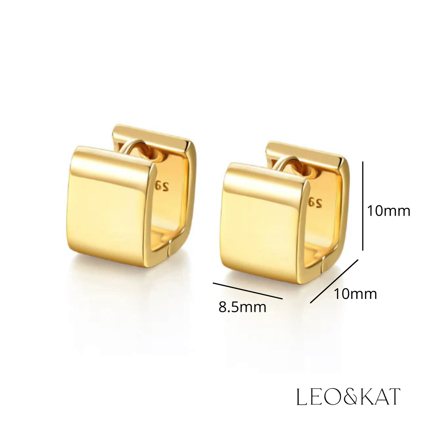 Extra Chunky Square Huggie Earrings in Gold and Silver (Small)