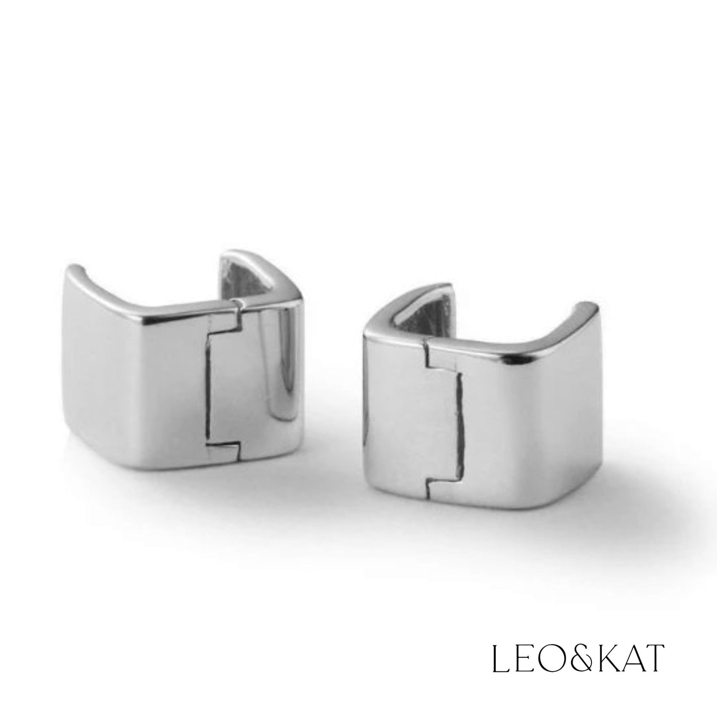 Extra Chunky Square Huggie Earrings in Gold and Silver (Small)