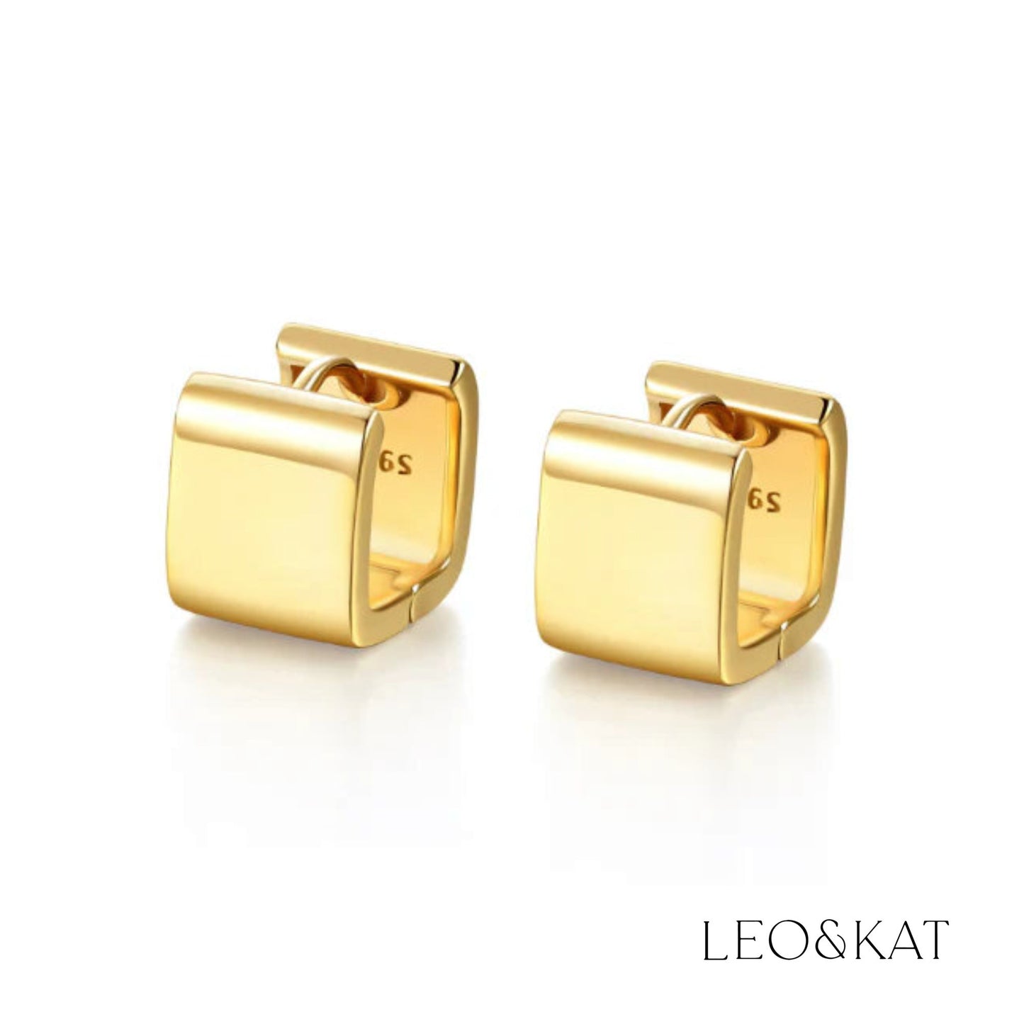 Extra Chunky Square Huggie Earrings in Gold and Silver (Small)