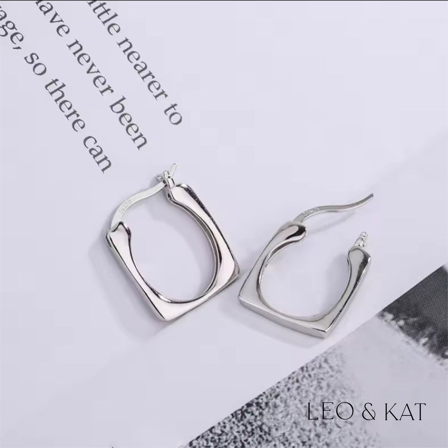 Square Huggie Earrings in Gold and Silver