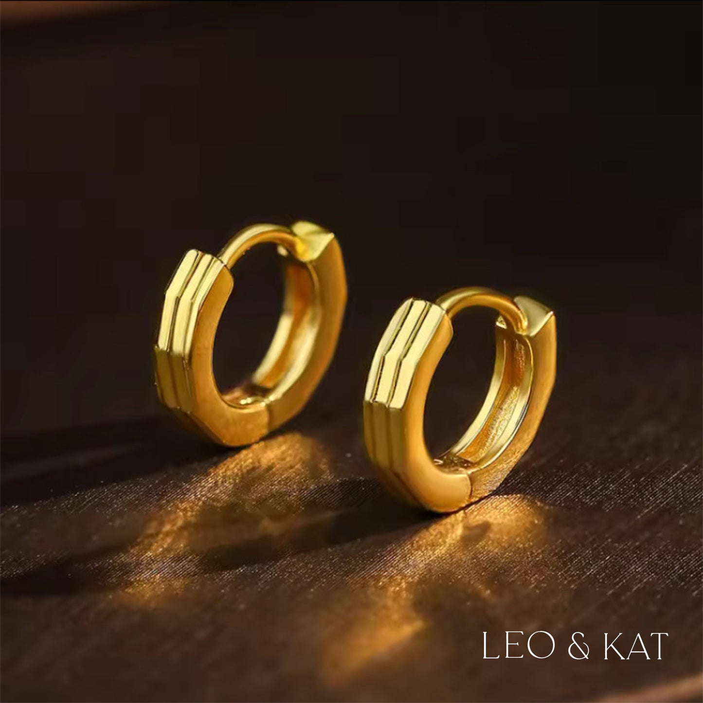 Gold Chunky Geometric Huggie Earrings