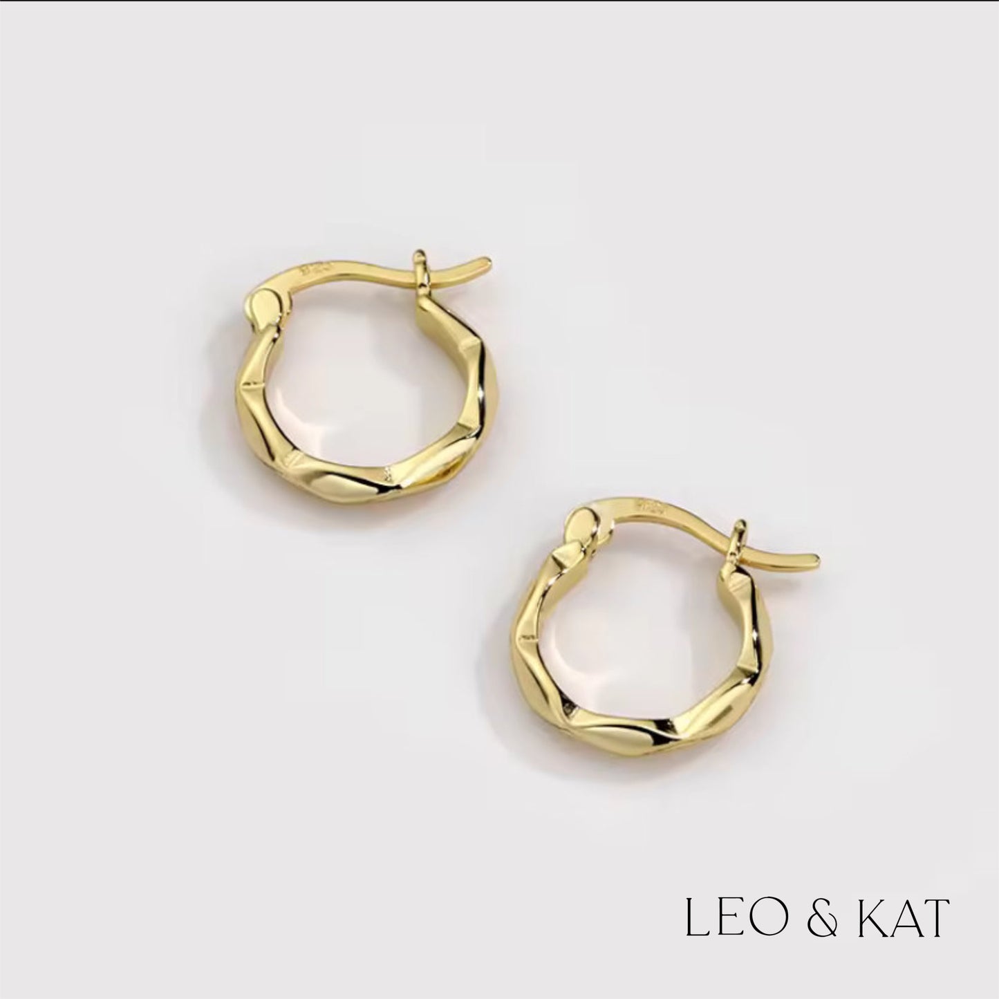 18K Geometric Gold Huggie Earrings