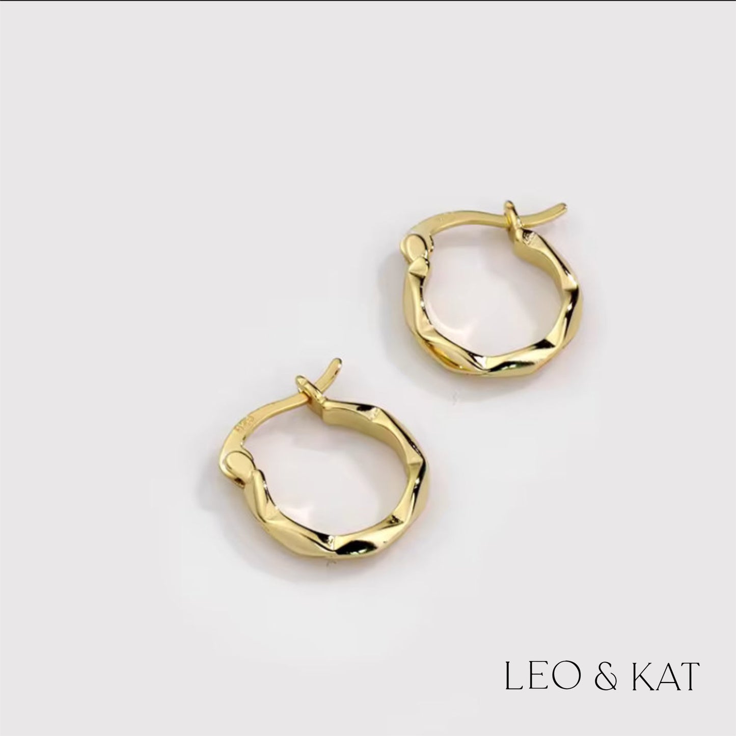 18K Geometric Gold Huggie Earrings