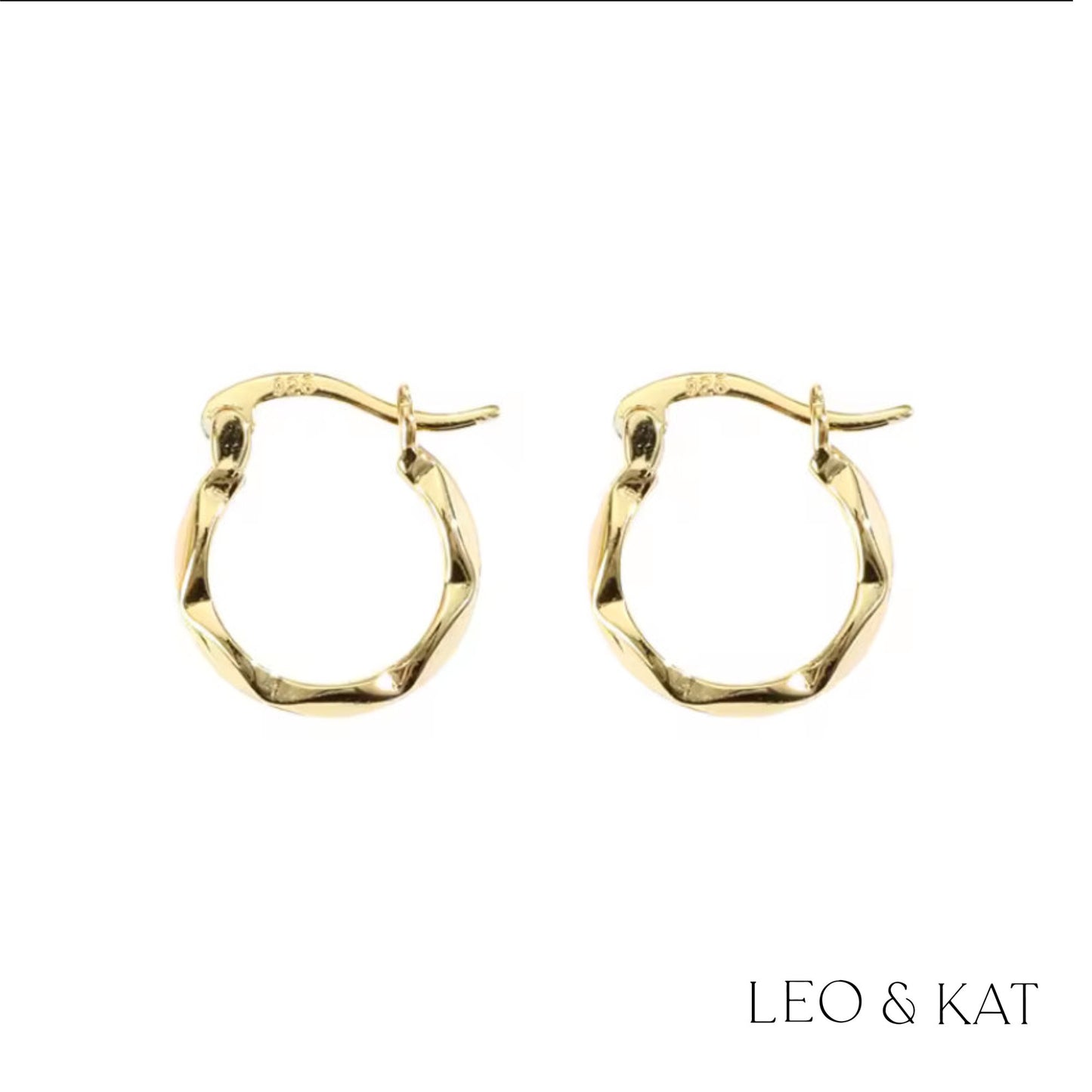 18K Geometric Gold Huggie Earrings