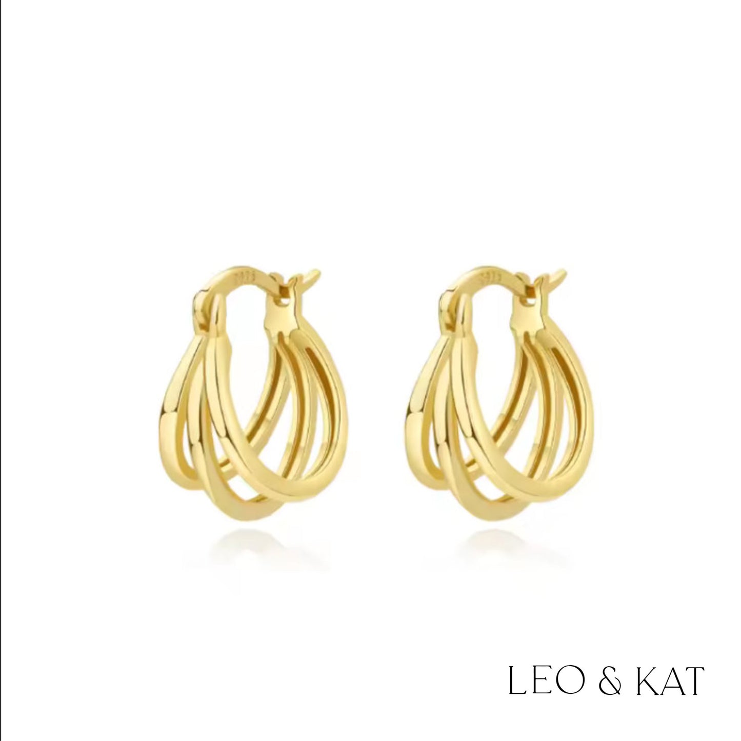 Triple Hoop Gold Huggie Earrings