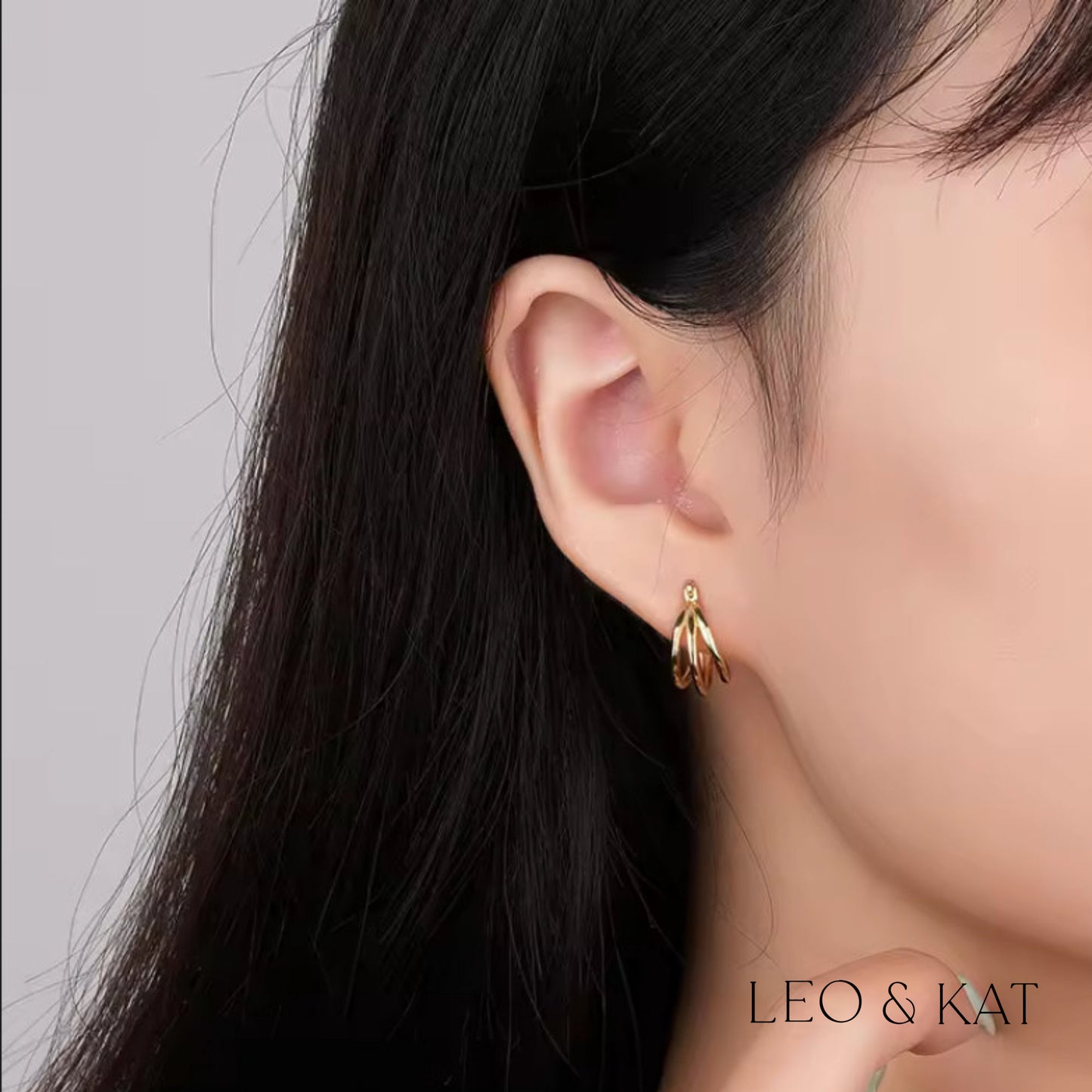 Triple Hoop Gold Huggie Earrings