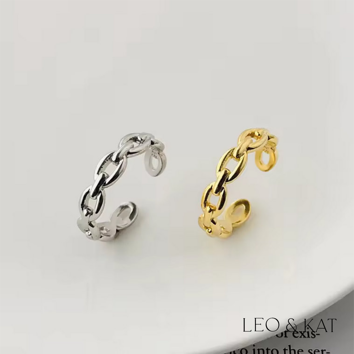 Link Chain Adjustable Ring in Gold & Silver