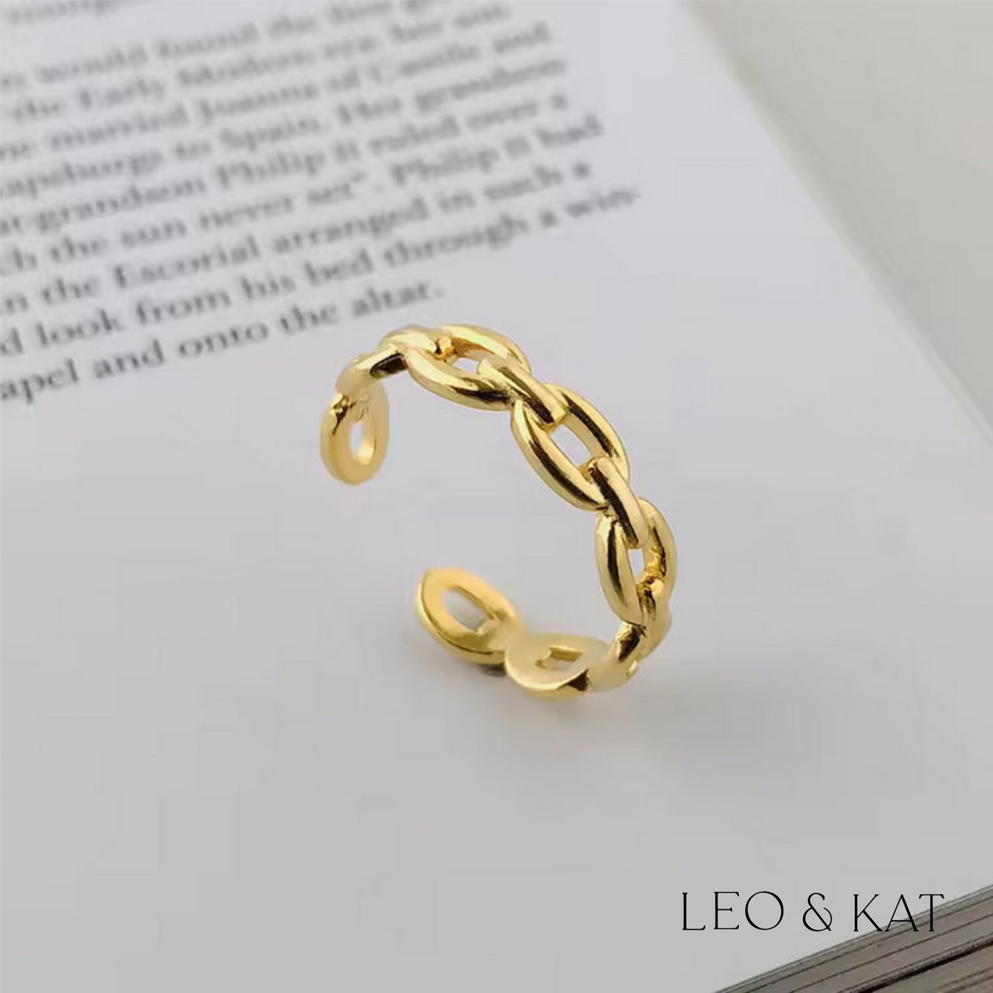 Link Chain Adjustable Ring in Gold & Silver