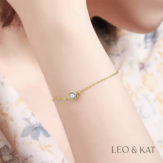 Zircon Bezel Gold Chain Adjustable Bracelet