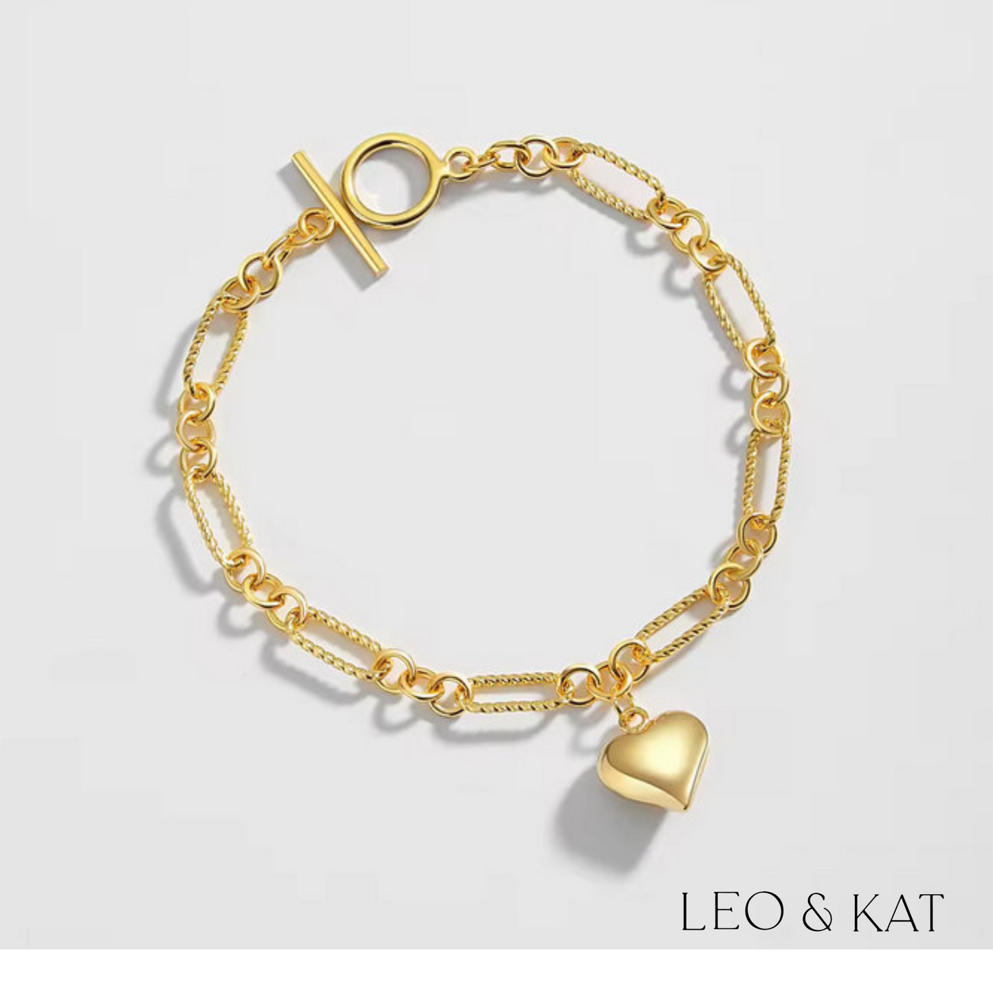 Puffy Heart Chain Link Bracelet