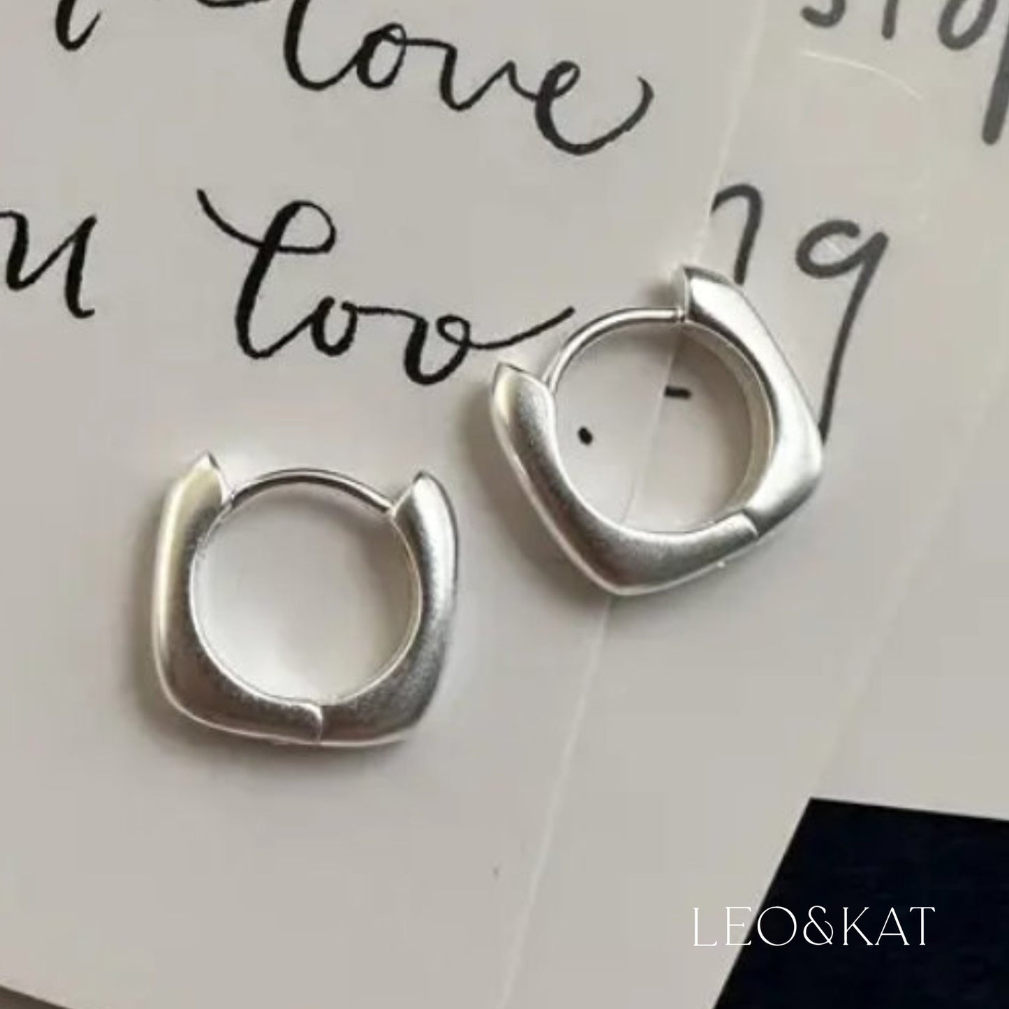 Frosted Silver Geometric Hoop Earrings