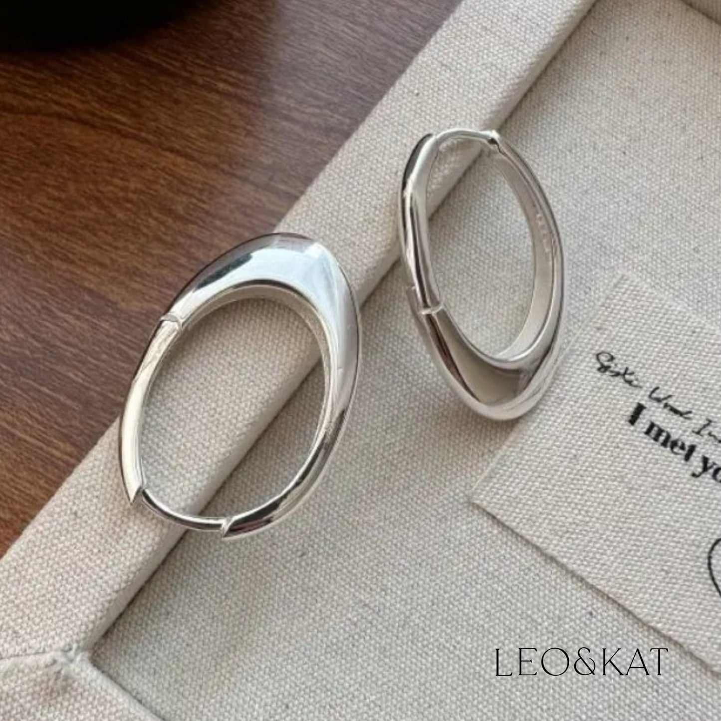 Trendy Oval Silver Hoop Earrings