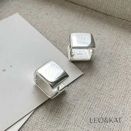 Extra Chunky Square Silver Earrings (Large)